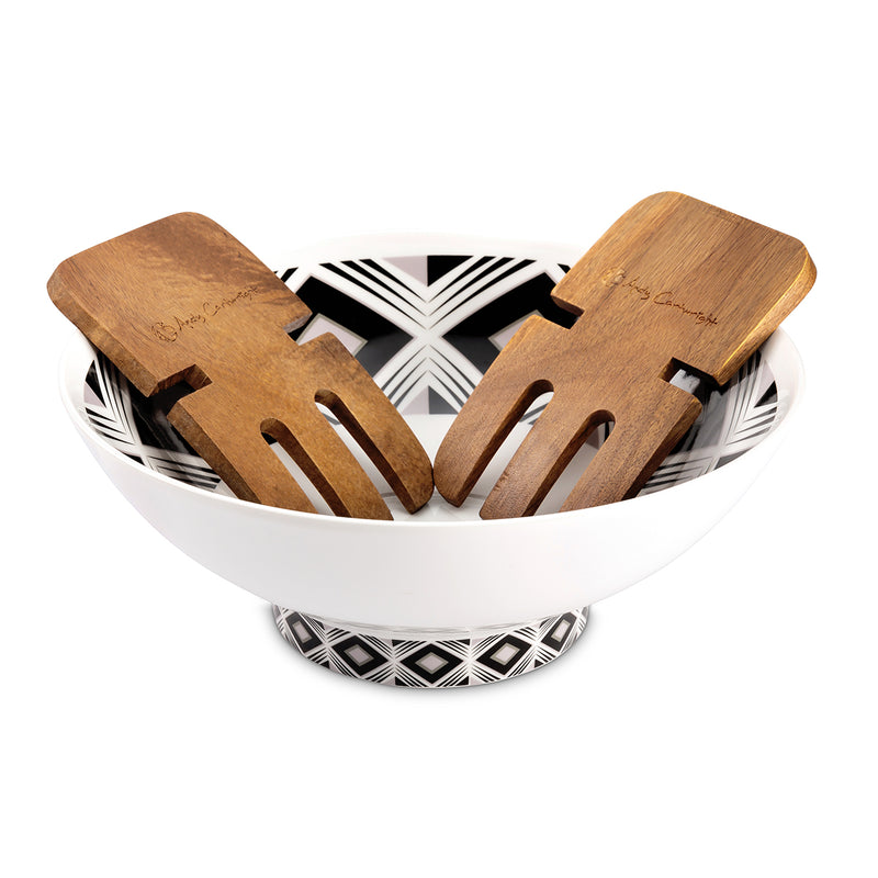 Geo Salad Bowl and Afrique Salad Claws set in Colour Gift Box - Andy Cartwright