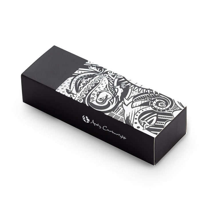 I am South African Vuvuzela Pen by Andy Cartwright packaging box with unique black and white design.