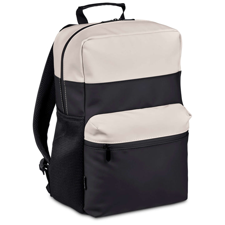 Two-tone black and beige backpack 

