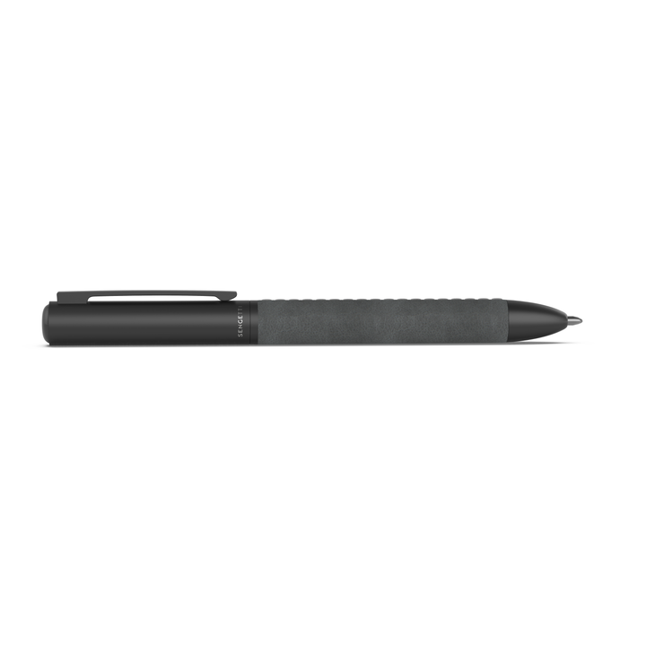 Sengetti Cowskine Ball Pen from the Andy Cartwright Collection with a matte black finish and stitched leatherette grip.