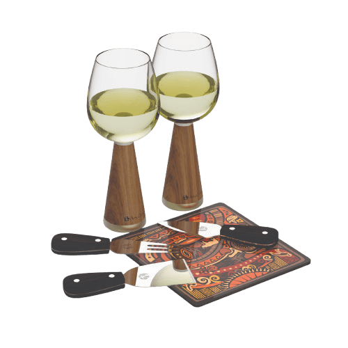 The "Not So Cheesy" Wine Glass & Cheese  Gift Set - Andy Cartwright.