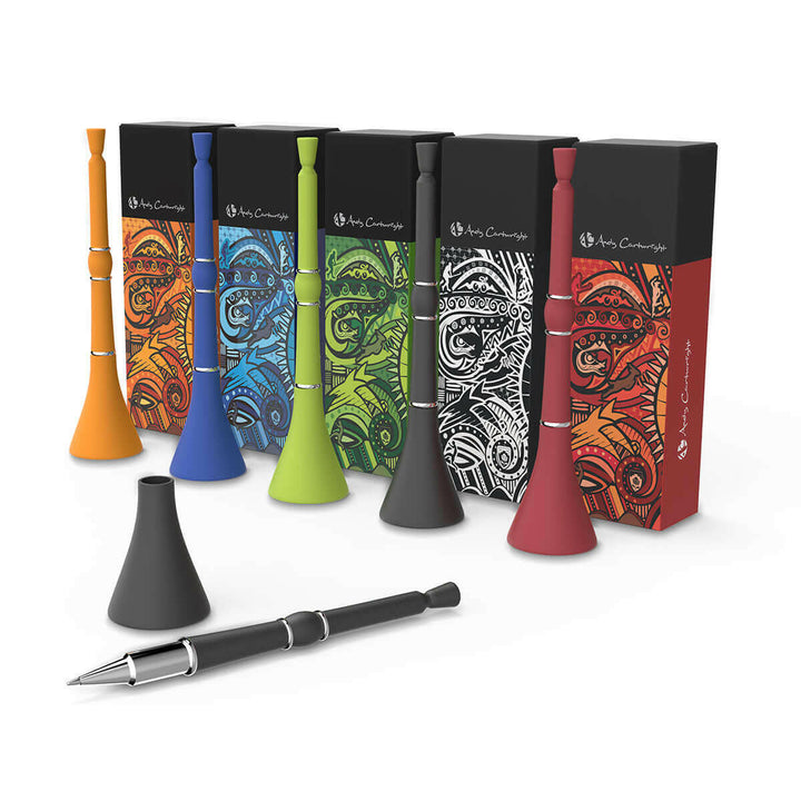 I am South African Vuvuzela Pen by Andy Cartwright collection featuring vibrant colors and stylish packaging.