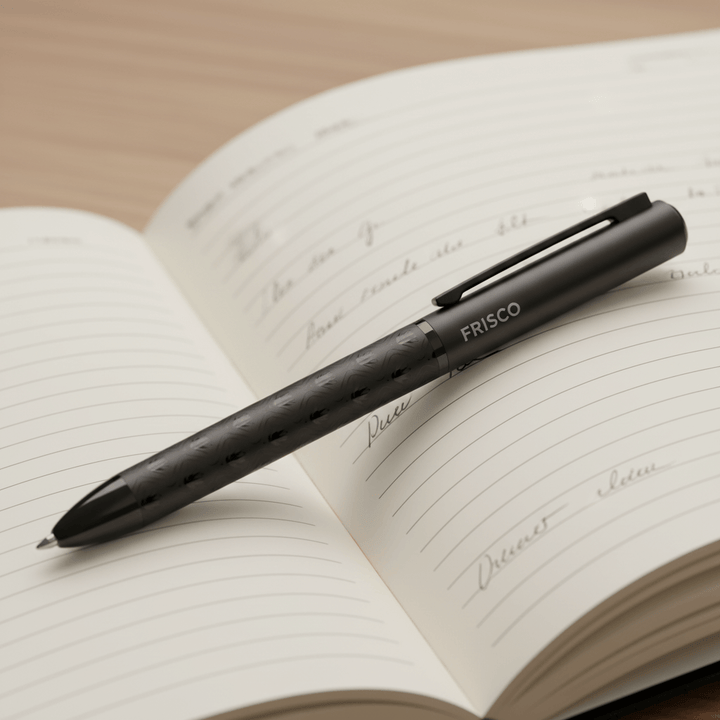 Sengetti Protea Signature Ball Pen on a notebook, showcasing refined design and minimalism from the Andy Cartwright Collection.