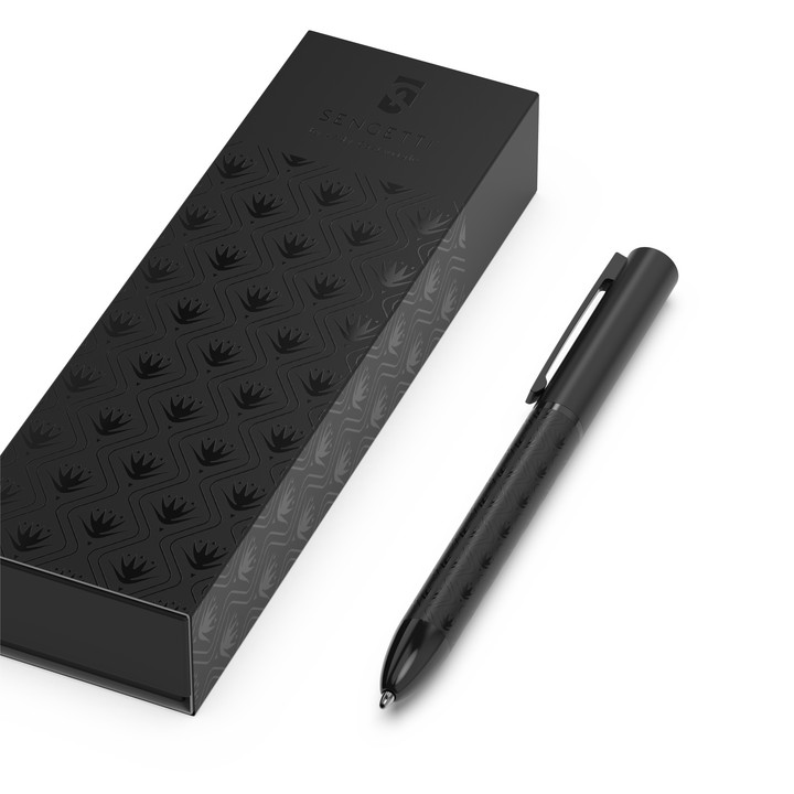 Sengetti Protea Signature Ball Pen presented in an elegant black box with a unique texture design.