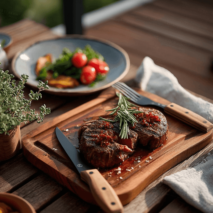 beautiful display of place setting with ermelo steak knife and fork