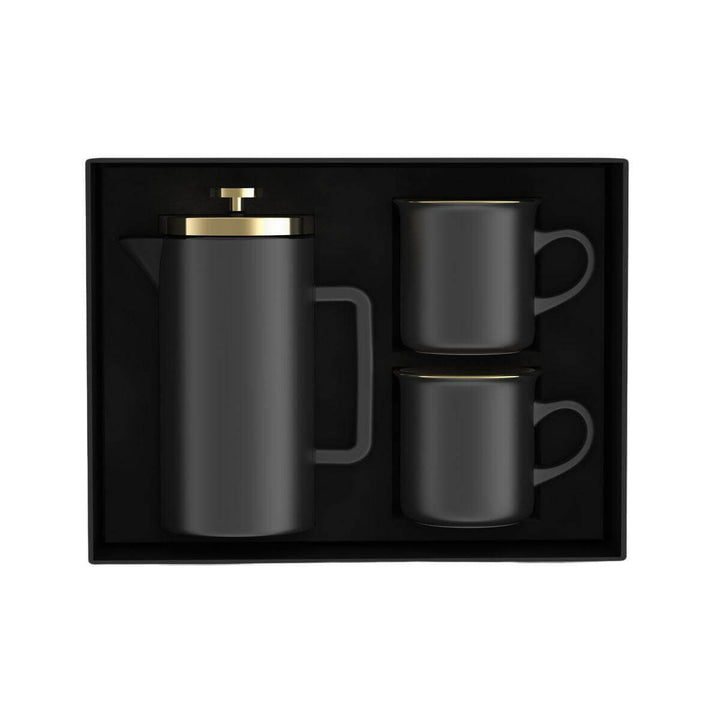 Dusk Afrique Coffee Press & 2pc Mug Set in Black & Gold Gift Box - Andy Cartwright.